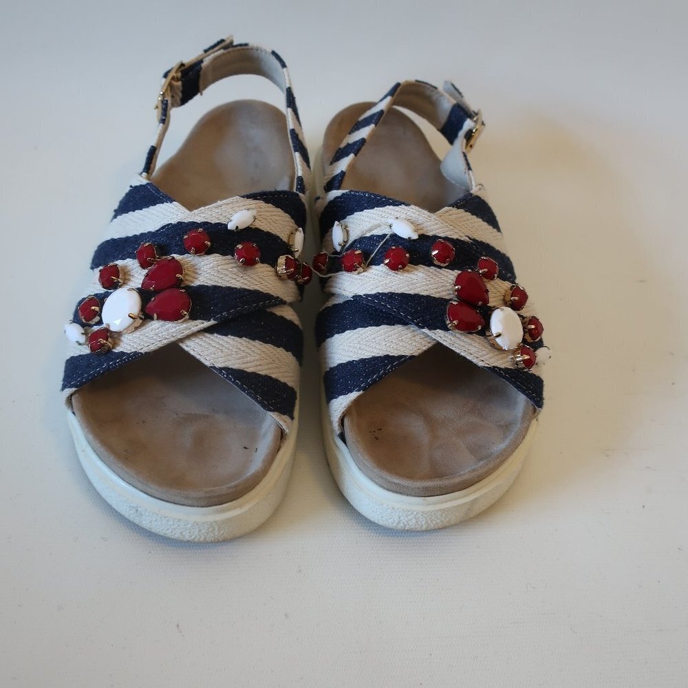 Inuikii Navy‎ & Cream Striped Jewel Sandals (Size 6)